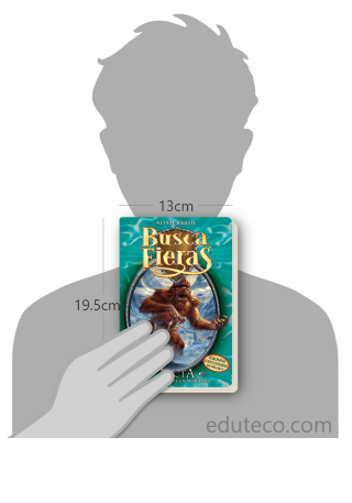 Comparación del tamaño de el libro Arcta, el Gigante de la montaña : Busca fieras respecto a una persona. Este mide 13 centímetros de ancho por 19.5 centímetros de alto